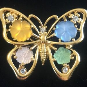 Vintage Monet Butterfly Brooch Signed - image 1